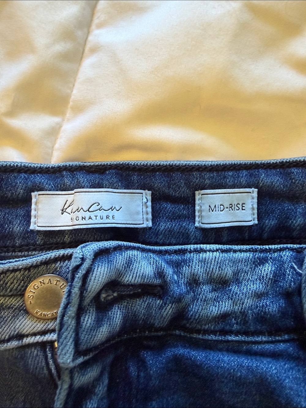 KanCan Blue Washed Distressed Denim Jeans with metal Logo Plate - Picture 3 of 12